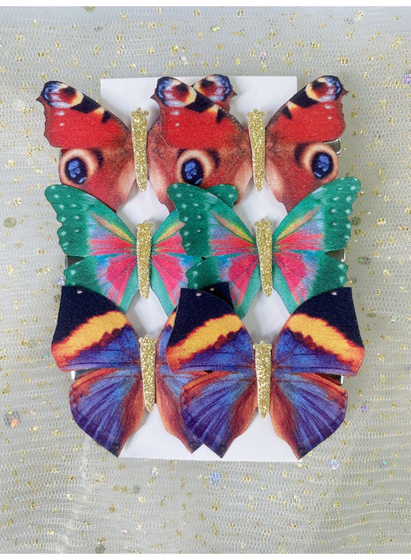NAME 6-Pieces Fabric Butterfly Nickel free Hair Clips for Teens Women Hair Accessories (Color Random) - Image 1